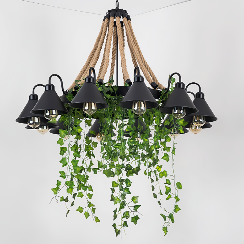 Fumupot Retro LED Chandelier Black Metal Restaurant/Bar/Living Room