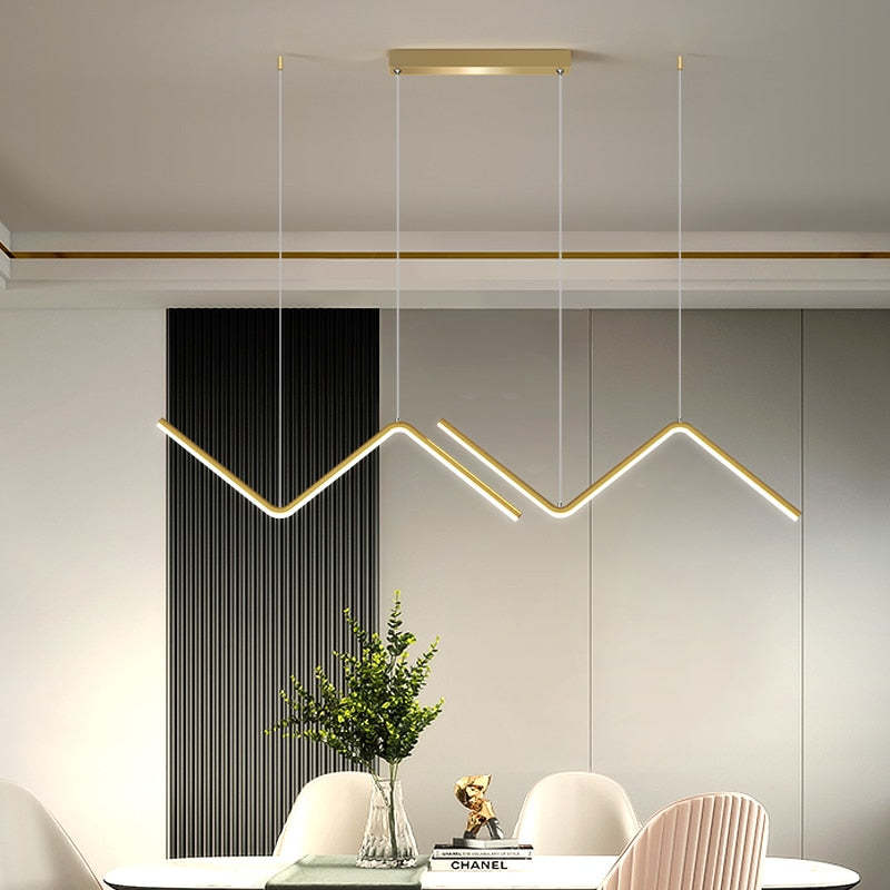 Daragin Modern Wavy linear Pendant Light Double, Black/Gold