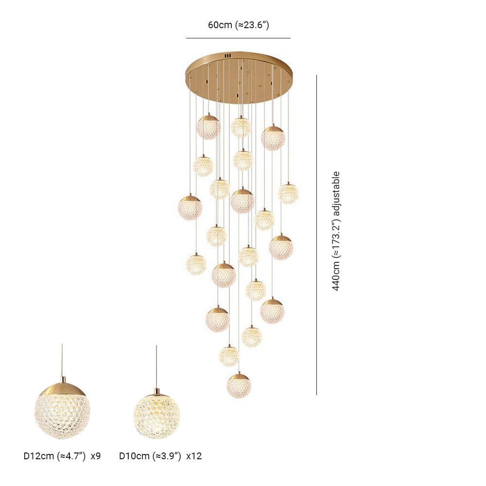 Cikakot Multi Staircase Modern Art Deco Pendant Light, Gold