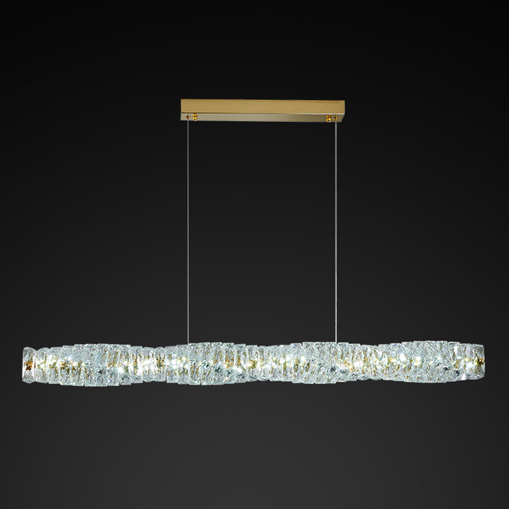 Jonadit Crystal Sliver and Gold Pendant Light, Stainless Steel