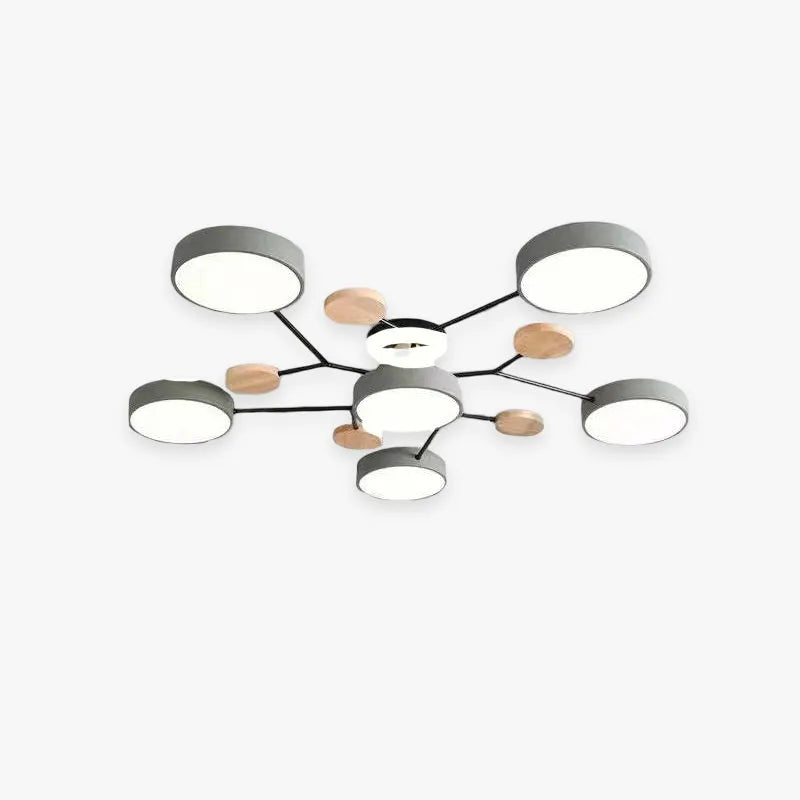 Cumalik Ceiling Light, Wood Round for Living Room