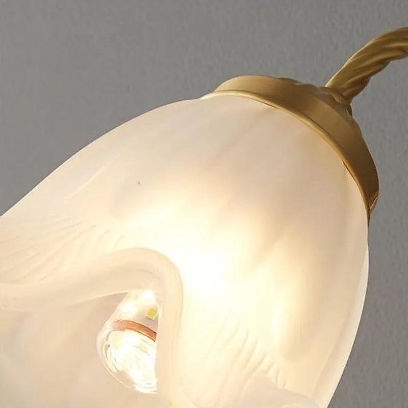Beniduk Retro LED Indoor Wall Lamp Gold Glass Flower-shaped Design Bedroom