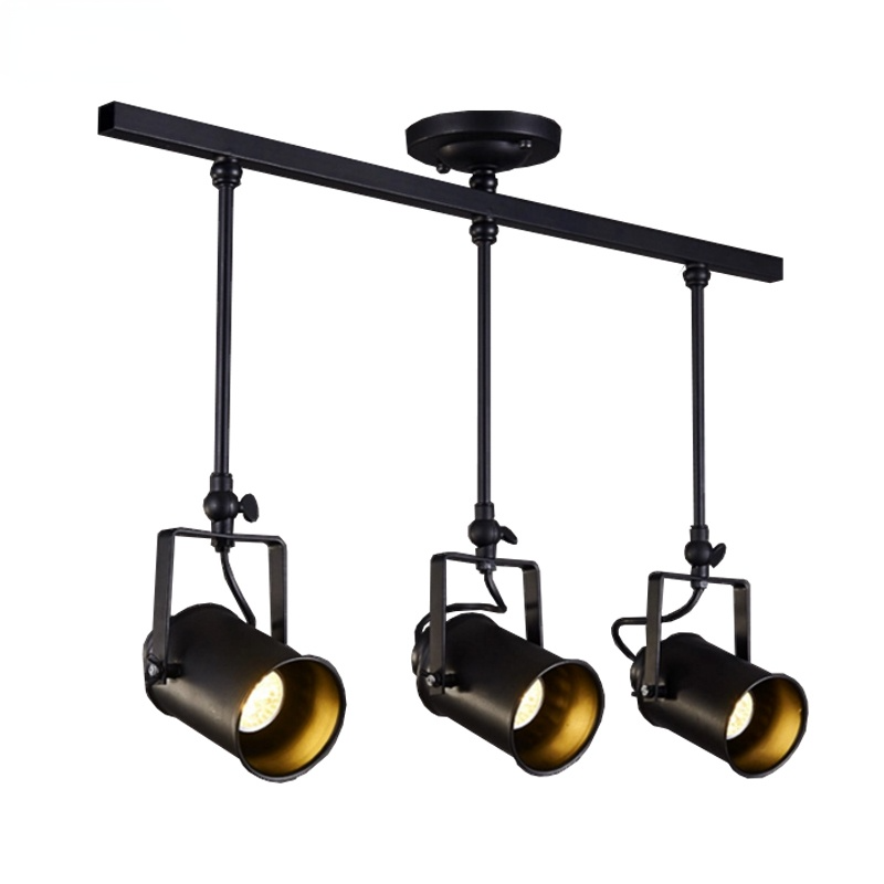 Tudelir Vintage Adjustable Semi-Flush Mount Ceiling Light, Black