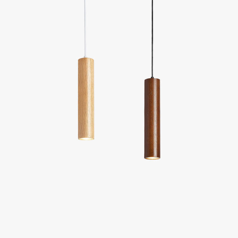 Husedes Cylindrical Wood Pendant Light, for Bedroom & Kitchen Island