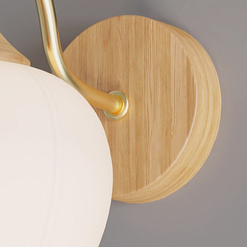 Banobek Nordic Minimalist Indoor Wall Lamp Glass Wood Bedroom Balcony