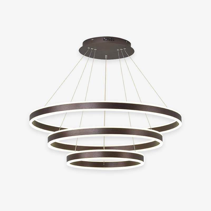 Huvusir Moderne Minimaliste Coffee LED Pendant Light, 3 Ring