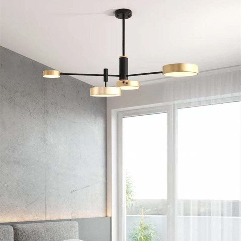 Gativun Pendant Light LED, Metal & Wood, Grey/White/Gold