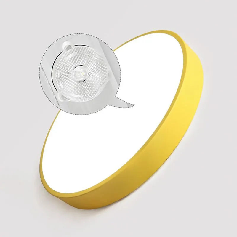 Metovok Ceiling Light Rond Flush Mount, Yellow/Blue/Green/Pink/Grey, Bedroom