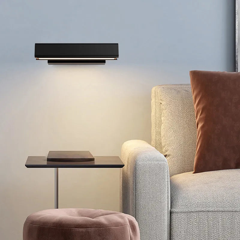 Heri Modern Rectangles Rotatable Wall Lamp, Black/White-Neutral Decor