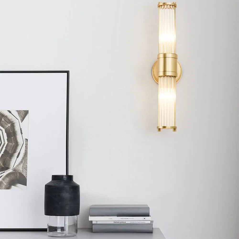 Vuvepon American Cylindrical Elegant Gold Glass/Metal Vanity Wall Lamp