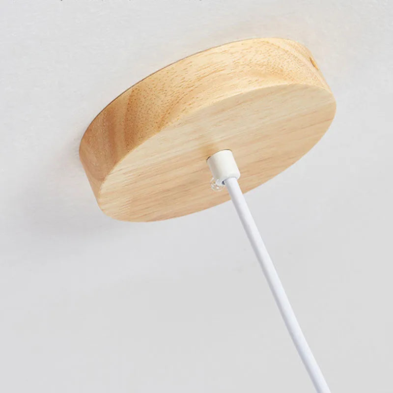 Husedes Cylindrical Wood Pendant Light, for Bedroom & Kitchen Island