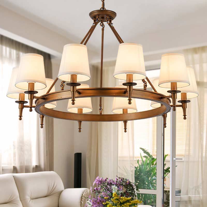 Nelevum vintage Ring Metal/Fabric Chandelier, Black/Copper