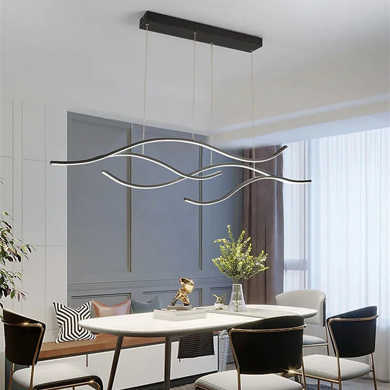 Jaguris Pendant Light, Multi-Curved, Black/Gold