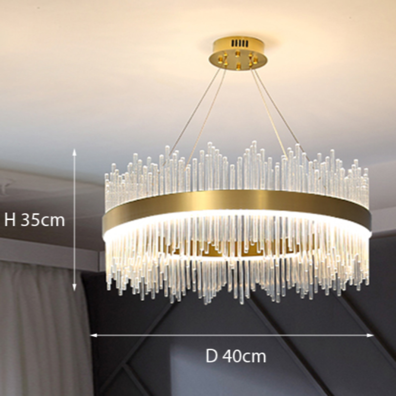 Pematud Modern Round/Rectangular Chain Chandelier, Gold