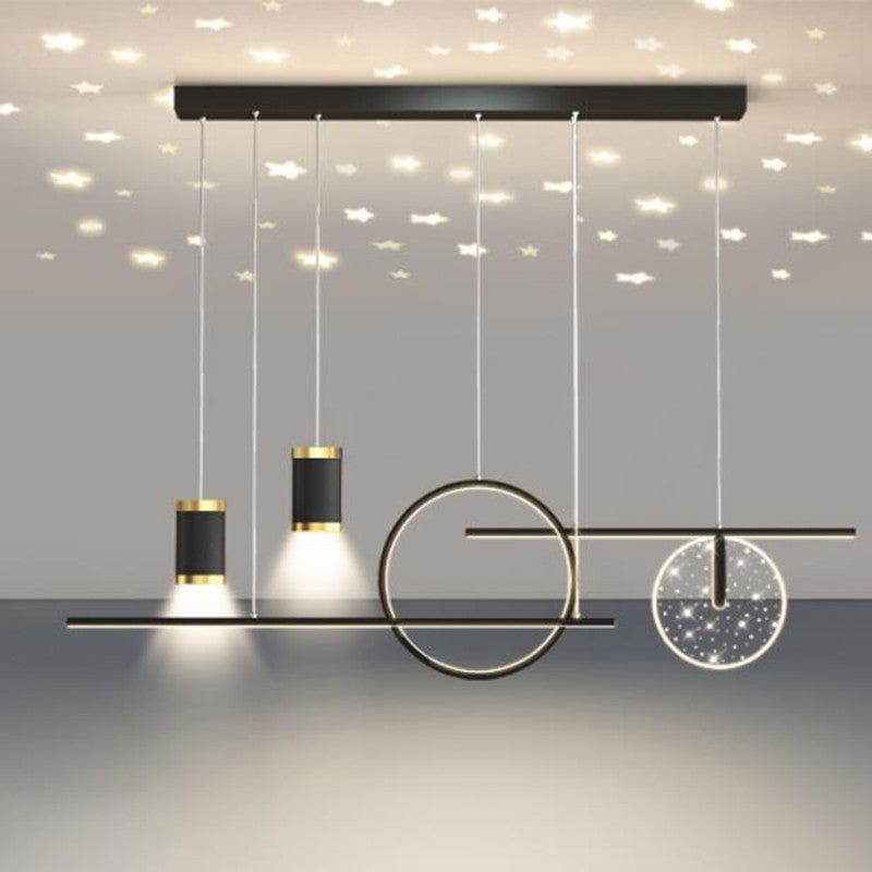 Zovunam Modern Metal Starry Pendant Light, Black/White/Gold