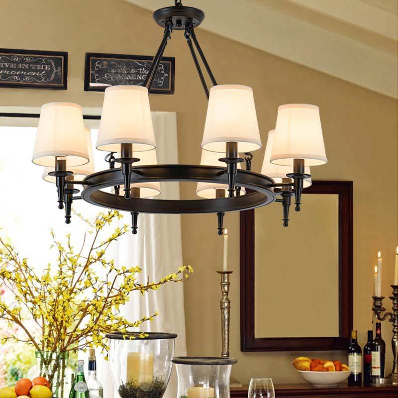 Nelevum vintage Ring Metal/Fabric Chandelier, Black/Copper