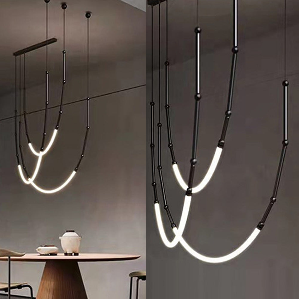 Gisakud Modern Linear Metal/Silicone Pendant Light, Black