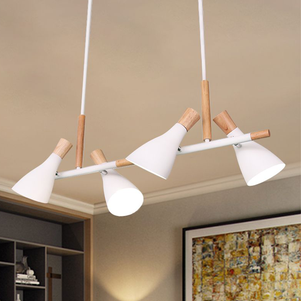 Vesepor Nordic Multi Rope Wood Pendant Light, White/Green/Gray