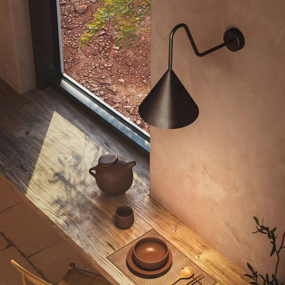 Kisumit Modern Minimalist Cone Metal Outdoor Waterproof Wall Lamp,Black/Gold