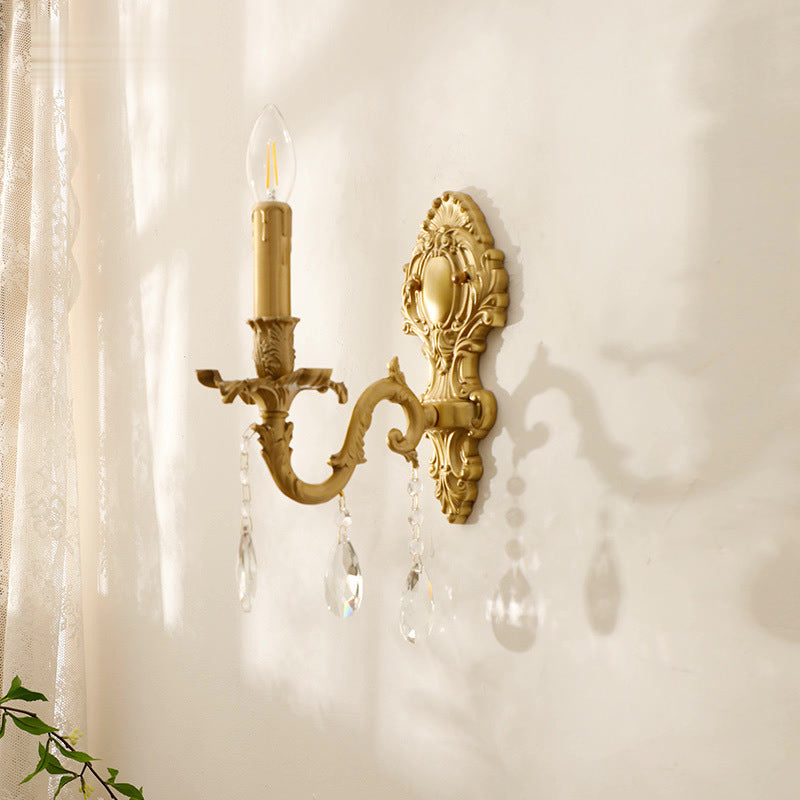 Dalupedi Vintage Luxury LED Indoor Wall Light Metal Crystal Living Room Hallway