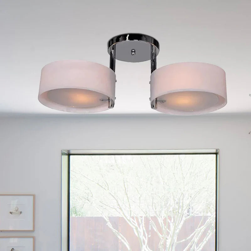Winaredu Flush Mount Ceiling Light Glass White Modern Round Hallway