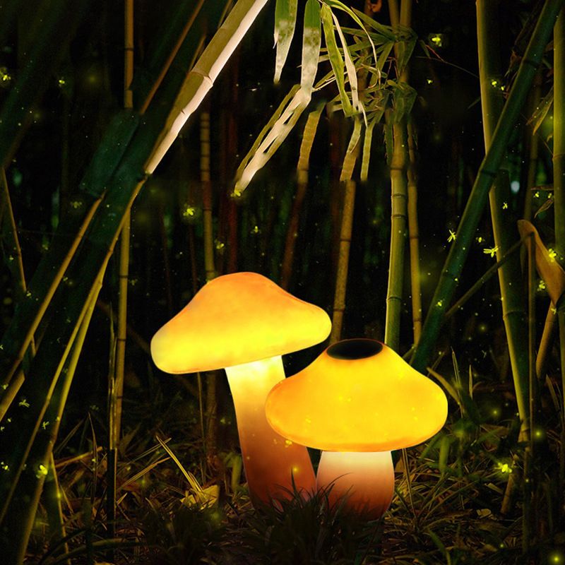 Wenipek Mushroom Outdoor Ground Light, Hardwired/Solar, Orange