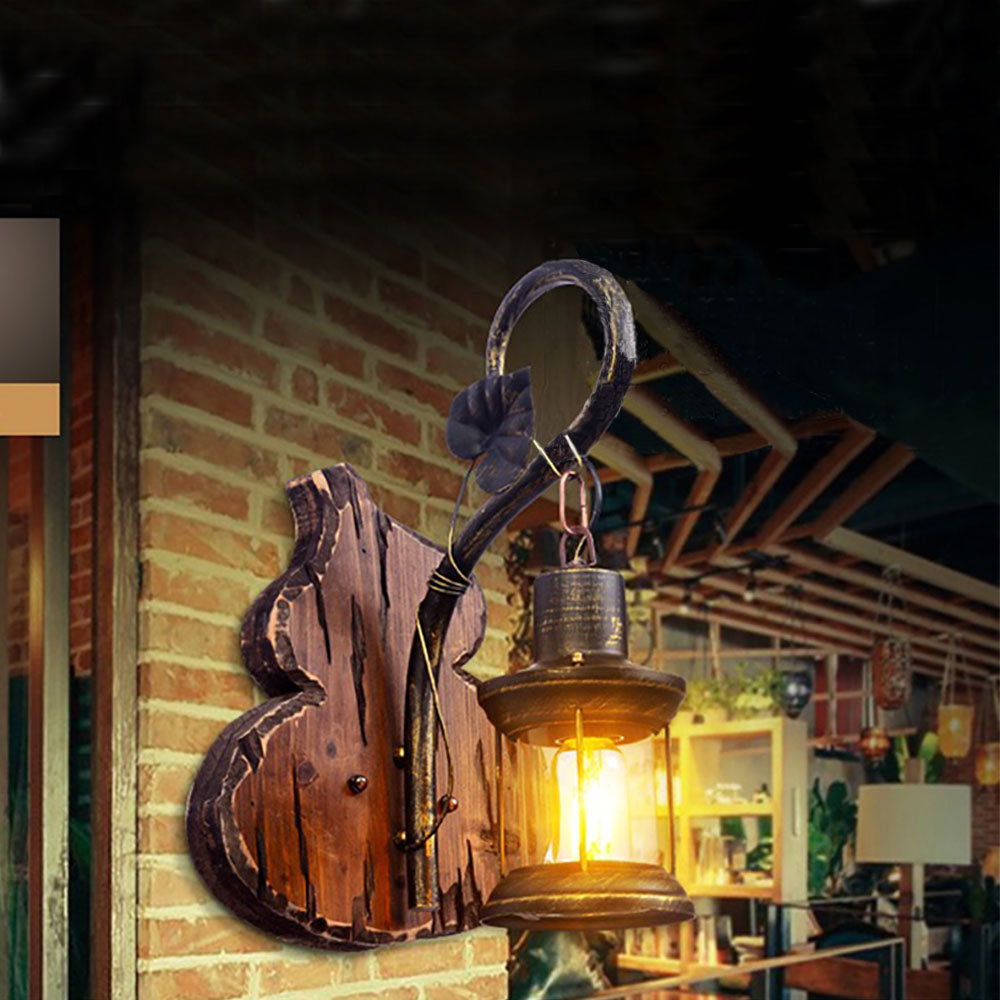 Foduron Wall Lamp Cucurbits/Candle Vintage, Wood/Metal, Bedroom