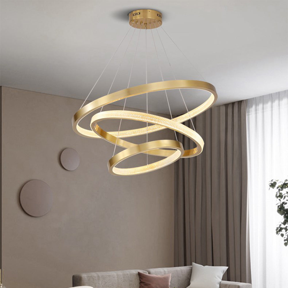 Seposik Modern Ring Metal/Arcylic LED Pendant Light, Black/Gold