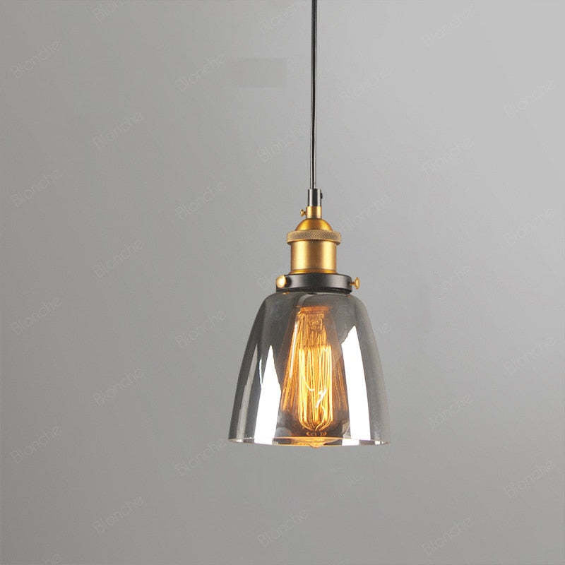 Teni Industrial Glass Pendant Light Clear/Amber/Smoke Grey-Neutral Decor