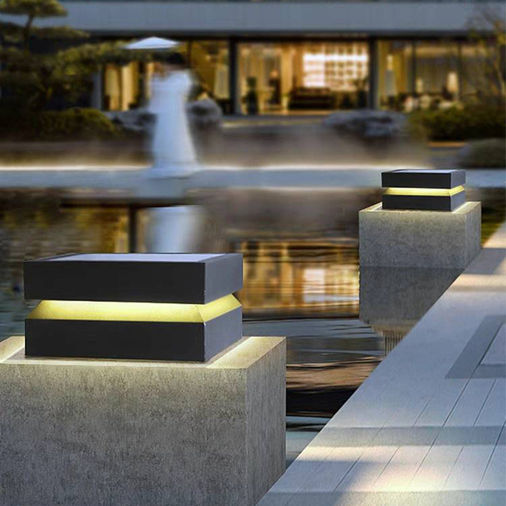 Corvex Outdoor Lamp Modern Concave Black Solar-Neutral Decor