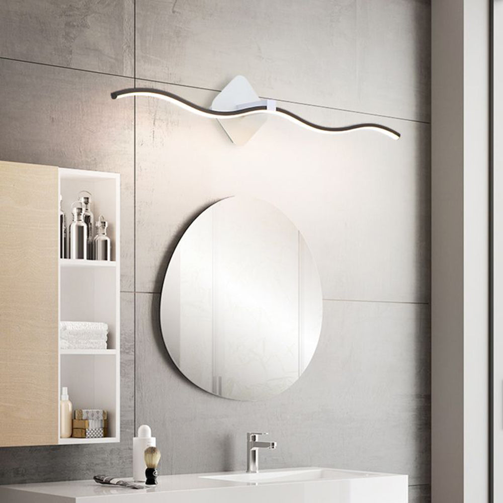 Begilal Minimalist Wave Linear Metal Wall Lamp, Black/White