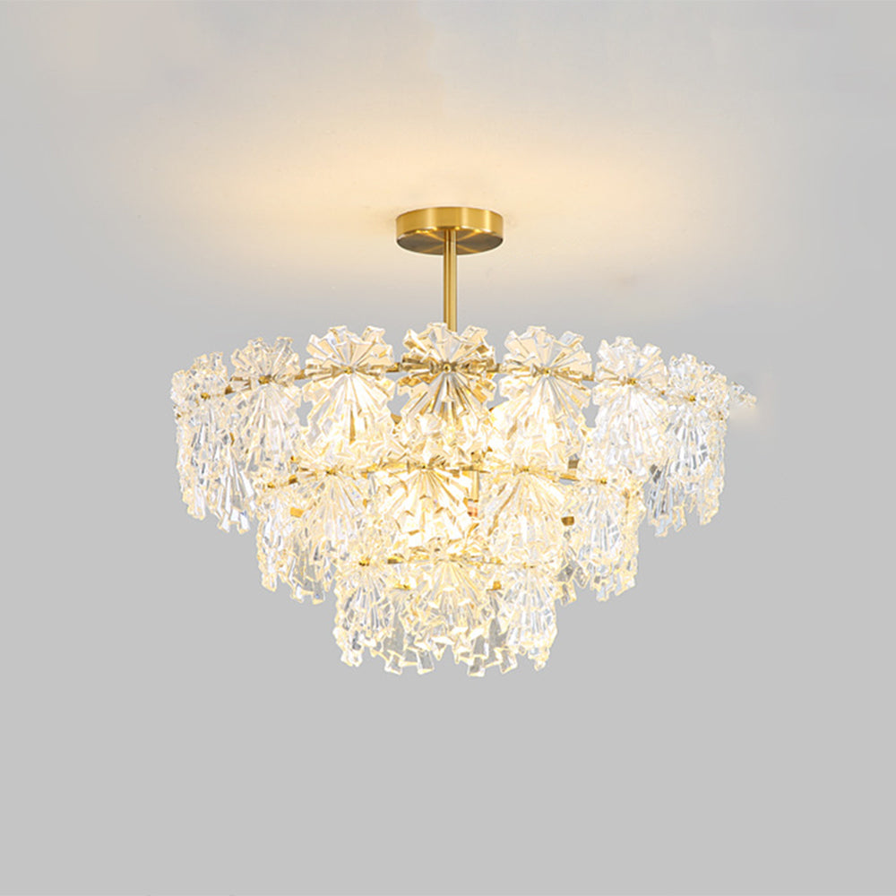 Fanimur Elegant Gold Pendant Light 3 Rings, Metal/Glass