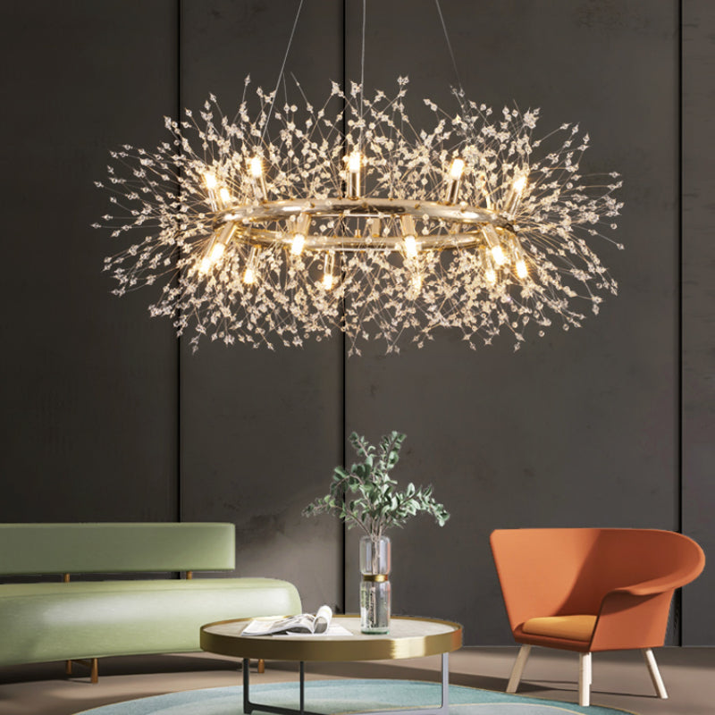 Keritun Modern Dandelion LED Pendant Light GoldCrystal Bedroom/Living Room