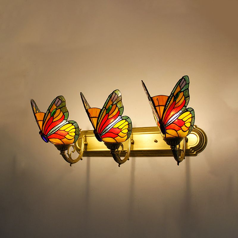 Josuket Artistic Butterfly Metal/Glass Lamps Wall, Red/Blue/Multi-Color/Light Blue
