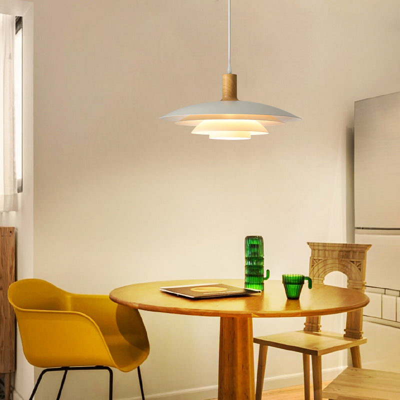 Debapak Modern LED Pendant Light White Wood Metal Bedroom