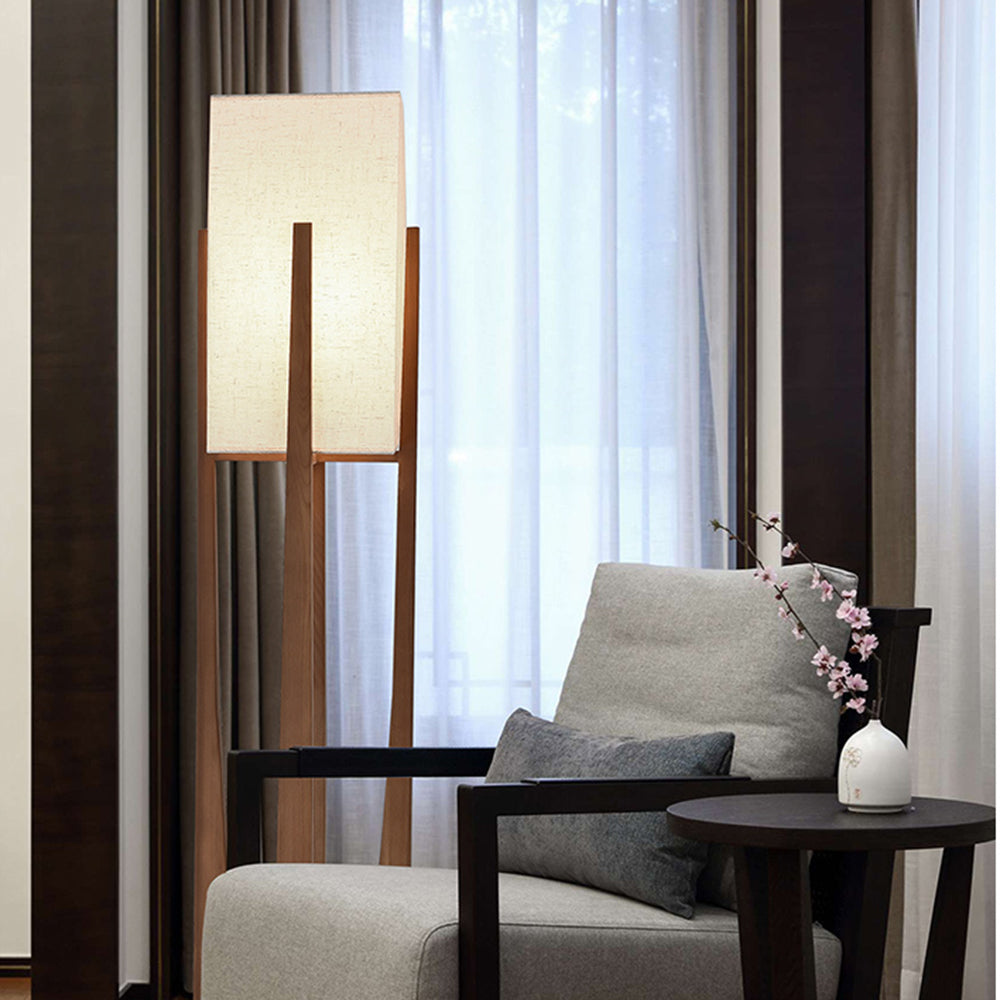 Devonas Natural Rectangular Wood/Fabric Floor Lamp
