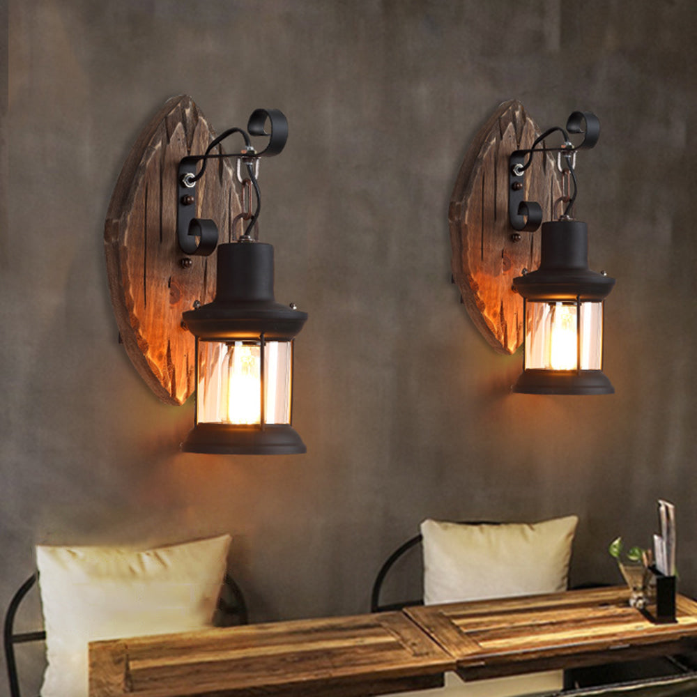 Dutigus Wall Lamp Leaf Shape Vintage, Wood/Metal, Bedroom