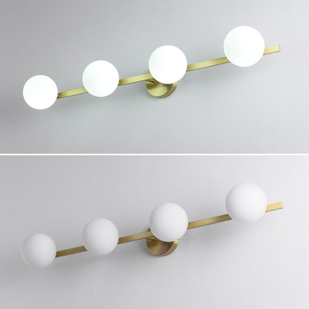 Lomisek Retro Globe Linear Metal/Glass Wall Lamp, Gold, Bathroom