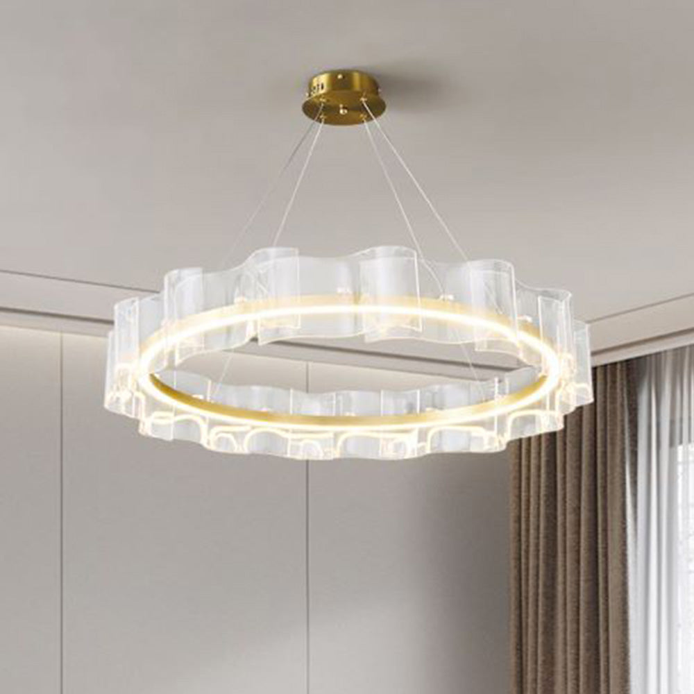 Pebamon Creative Ring Metal/Arcylic Pendant Light, Gold