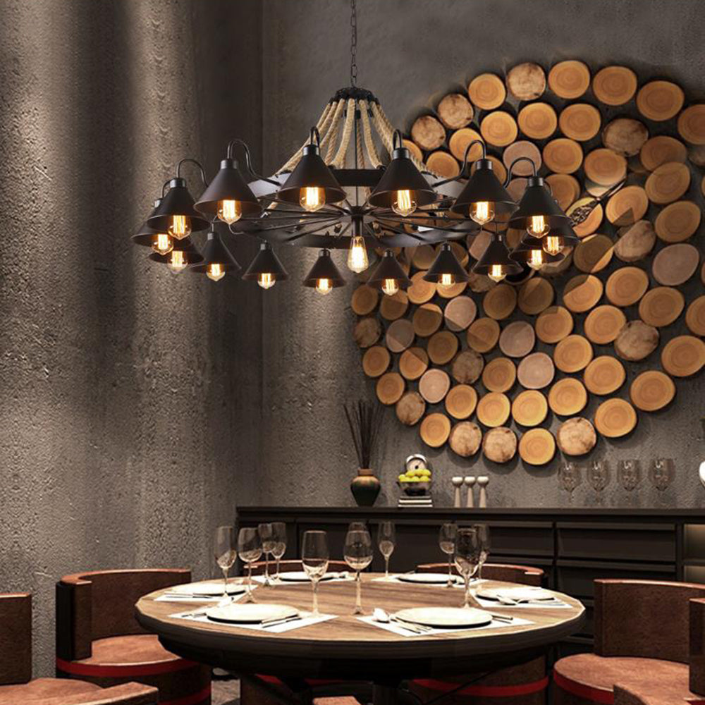 Jopabek Vintage Industrial Rope Chandelier Living Room