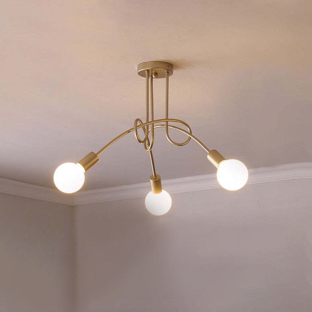 Lopumit Modern Linear Curve Metal Ceiling Light, Dining Room/Living Room