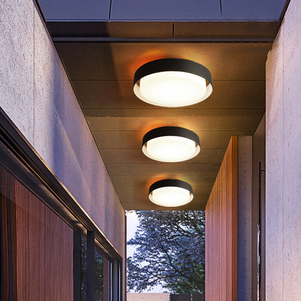 Gimoral Modern Round Flush Mount Ceiling Light, Metal/, White/Black