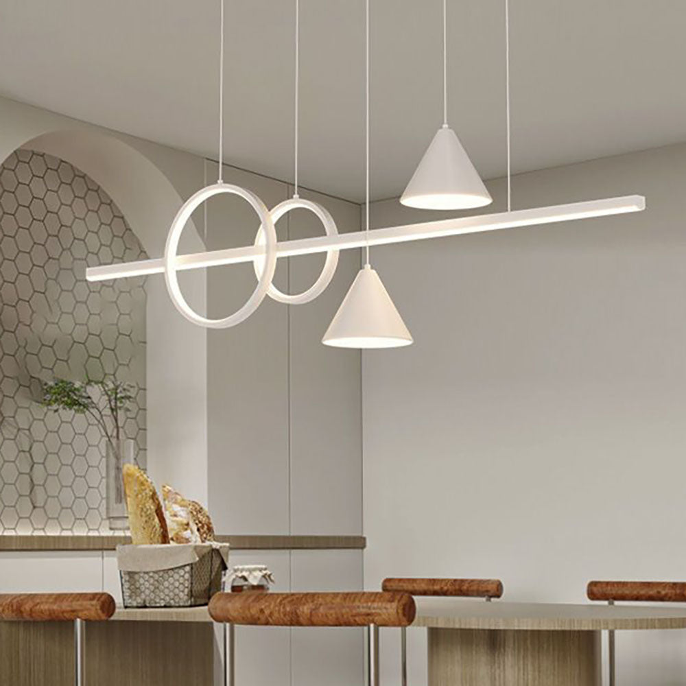 Ropodin Contemporary Geometric Style Linear Metal Pendant Light White/Black
