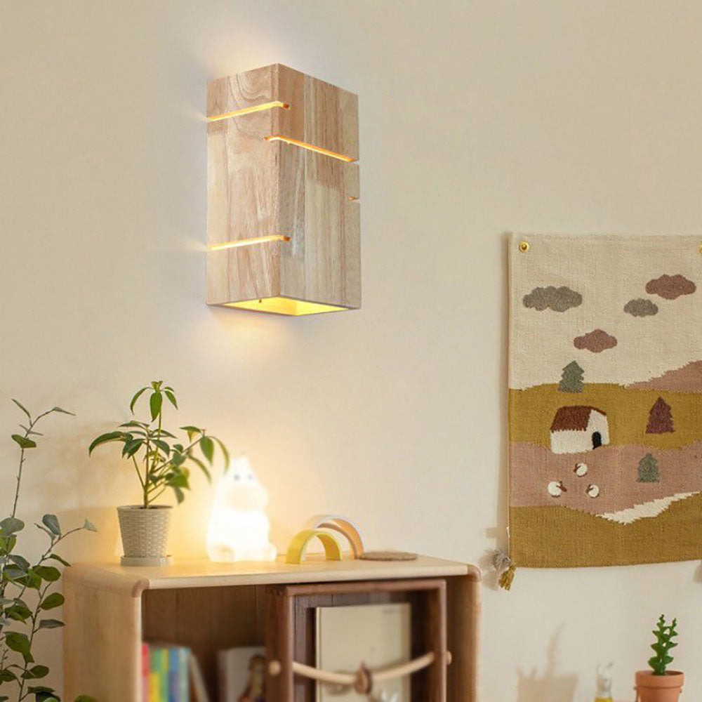 Vitikot Wall Lamp Rectangular Minimalist, Mounted Bedside, Wood, Bedroom