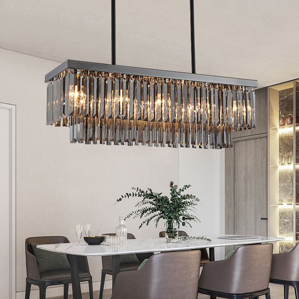 Patoven Design Rectangle Metal Pendant Light, Black