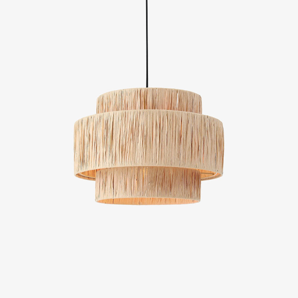 Navomar Rustic Boho Rattan Pendant Light, 3 Style
