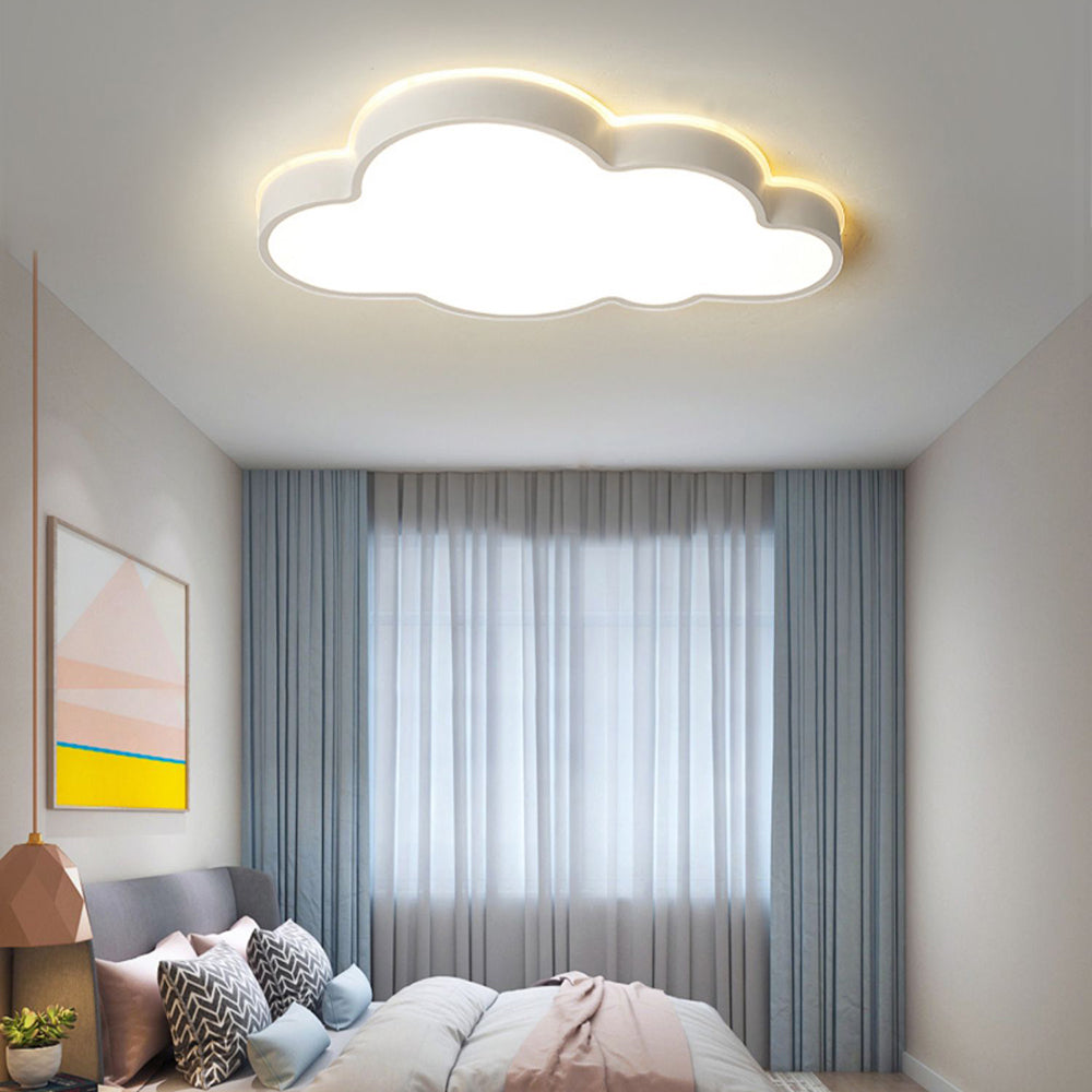 Widokal Modern Flush Mount Cloud Ceiling Light, White, Metal