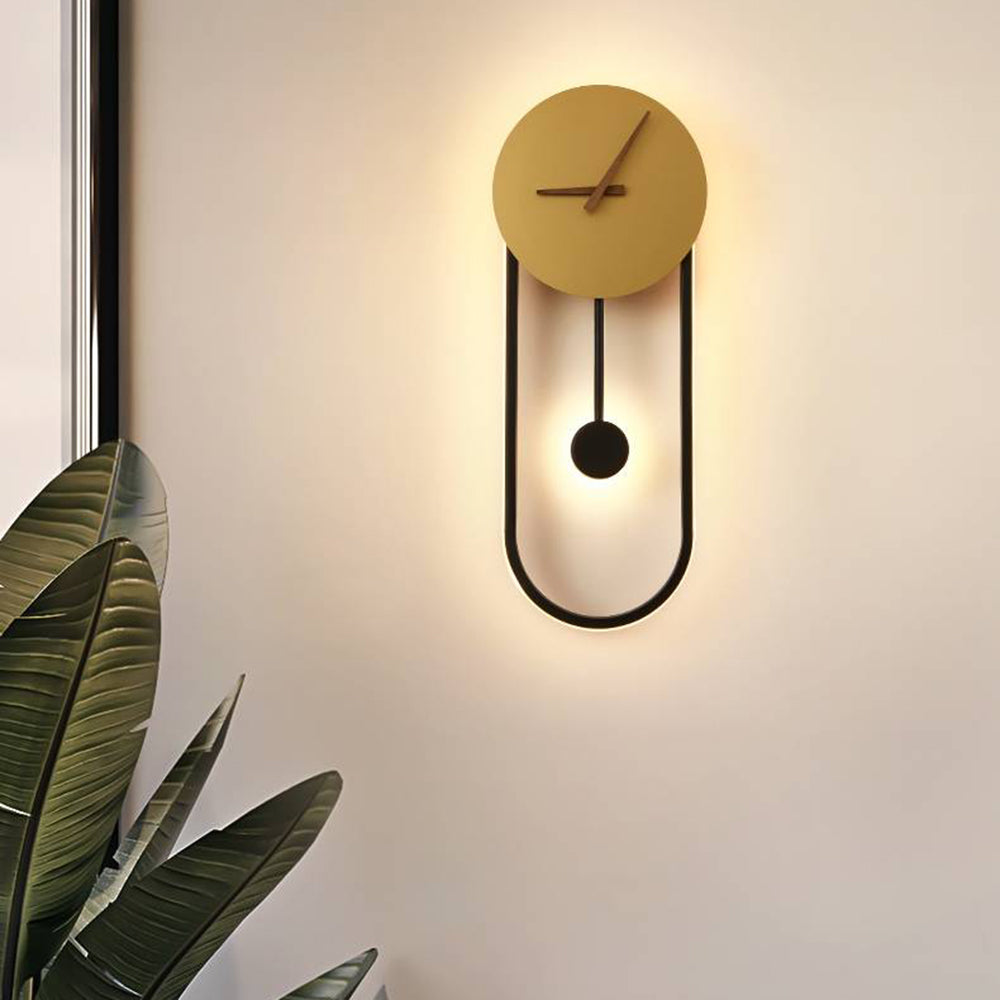 Luvudom Nordic Clock Wall Lamp, Gold & Black