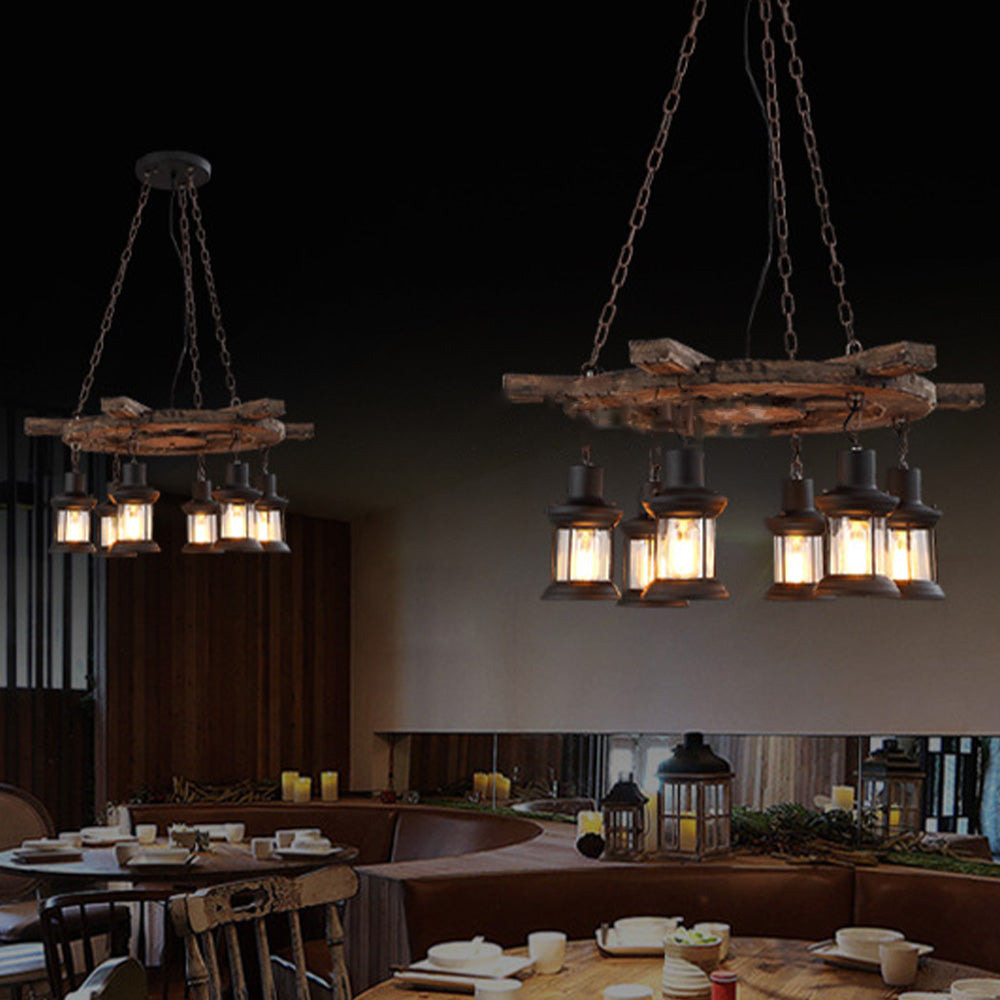 Mopukud Retro Rudder Metal & Wood Pendant Light, 6 Heads