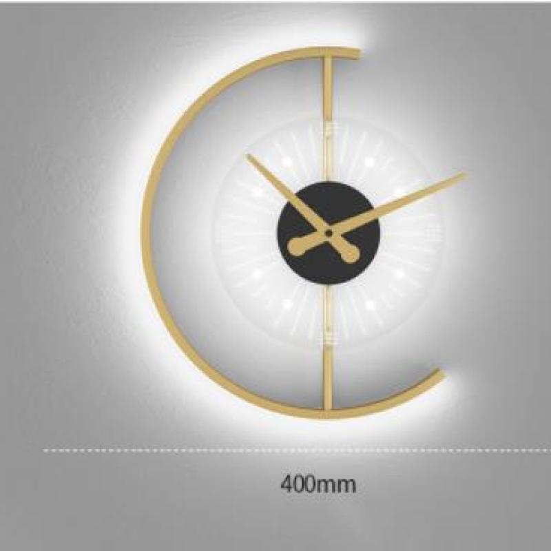 Losarol Modern Clock Metal/ LED Wall Lamp, Black/Gold